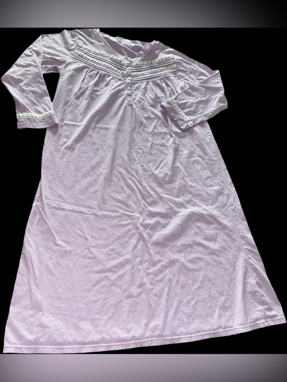 Keyocean 100% Cotton Women's Lavender Nightgown with Lace Trim